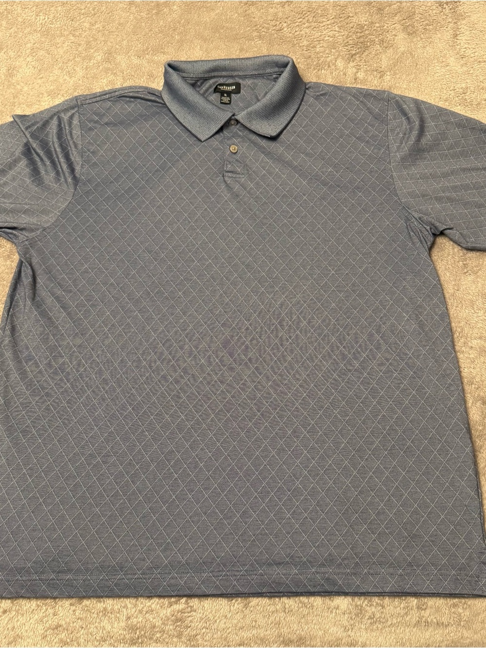 Van Heusen Men's Steel Blue Diamond-Pattern Polo, XL